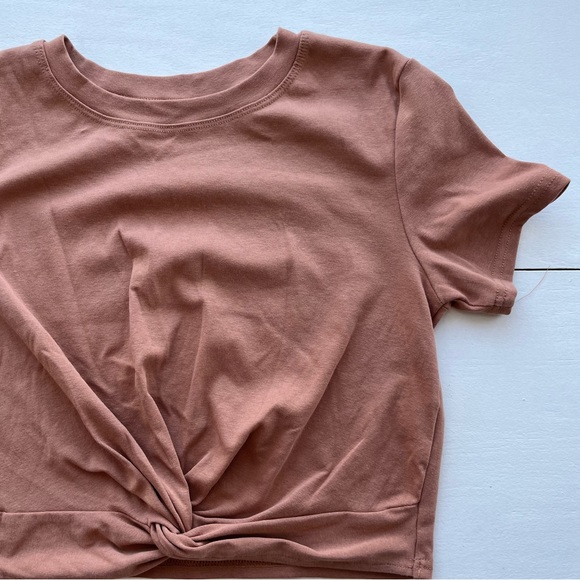 MakeMeChic Women's Summer Crop Top Solid Short Sleeve Twist Front Tee T-Shirt - Picture 7 of 9